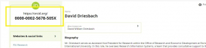 Screenshot of ORCID ID